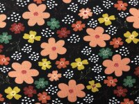 Bio Jersey schwarz Blume lachsrosa rost