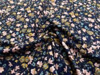 Reststück Bio Jersey wilder Blumengarten marineblau 0,7m